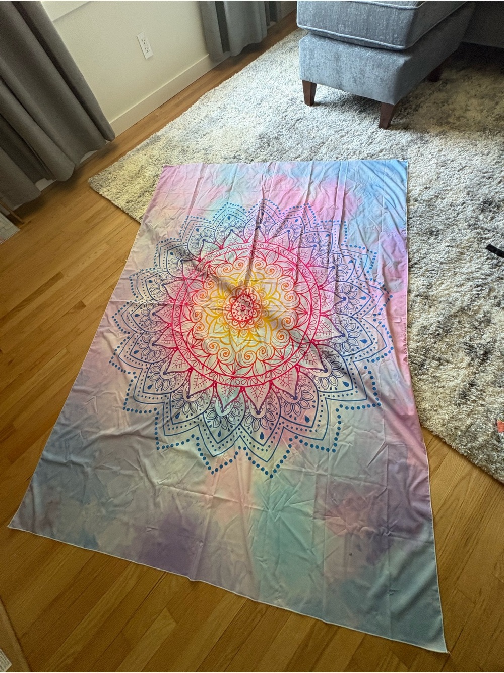 60x80 Pastel Rainbow Mandala Tapestry Boho Wall Hanging Beach Yoga Blanket